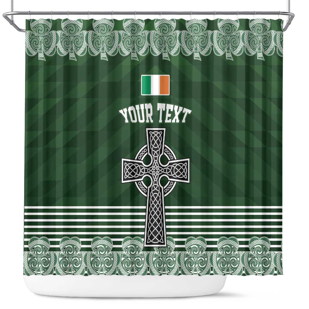 Personalized Celtic Cross Shamrock Ireland Shower Curtain Celtic Knot with Shamrock