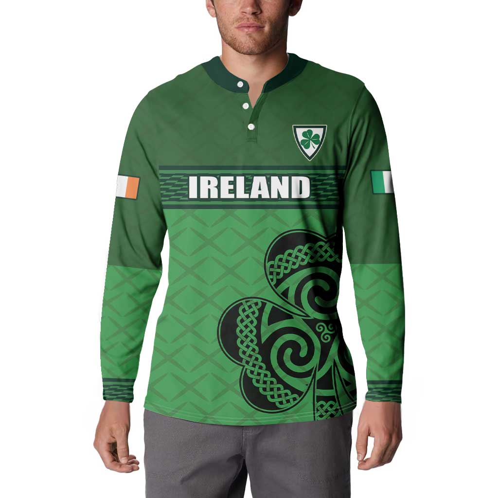 Custom Ireland Football Button Sweatshirt Celtic Knot with Shamrock