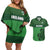 Custom Ireland Football Couples Matching Off Shoulder Short Dress and Hawaiian Shirt Celtic Knot with Shamrock