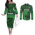 Custom Ireland Football Couples Matching Off The Shoulder Long Sleeve Dress and Long Sleeve Button Shirt Celtic Knot with Shamrock