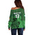 Custom Ireland Football Off Shoulder Sweater Celtic Knot with Shamrock