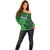 Custom Ireland Football Off Shoulder Sweater Celtic Knot with Shamrock