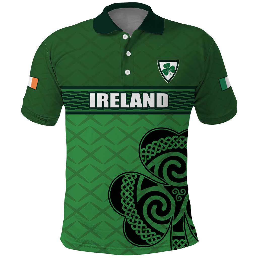 Custom Ireland Football Polo Shirt Celtic Knot with Shamrock