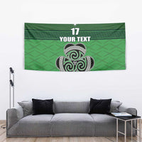 Green Ireland football tapestry with shamrock Celtic knot, 17 and YOUR TEXT, centered