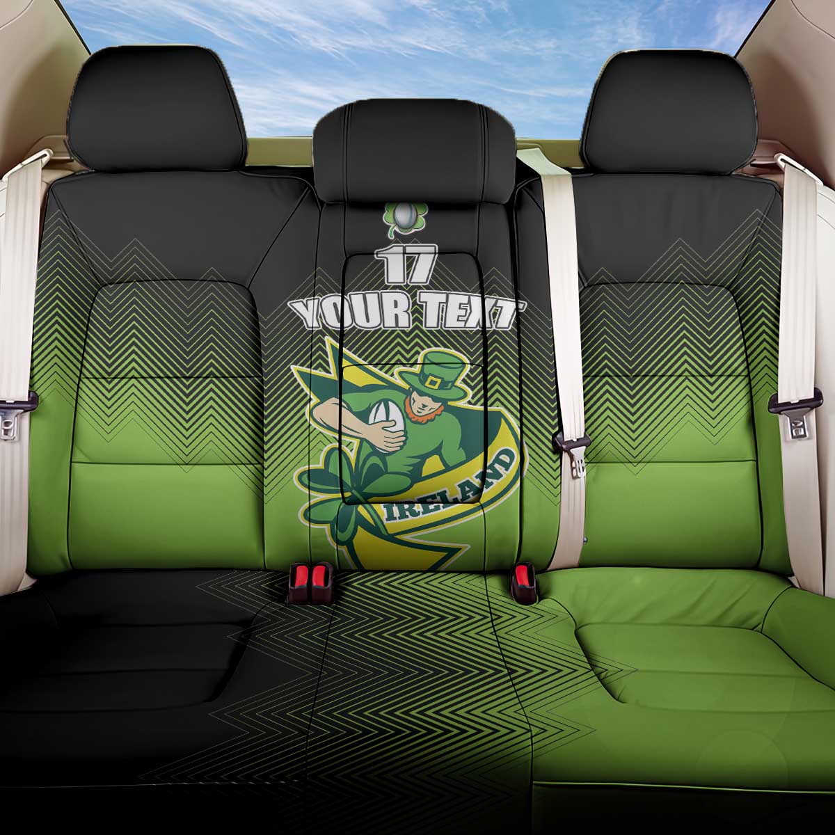 Custom Ireland Rugby Go Champions Back Car Seat Cover Irish Shamrock