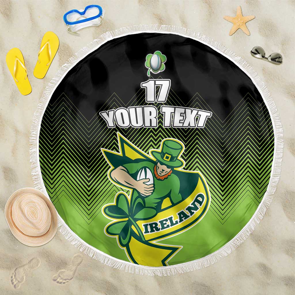 Custom Ireland Rugby Go Champions Beach Blanket Irish Shamrock