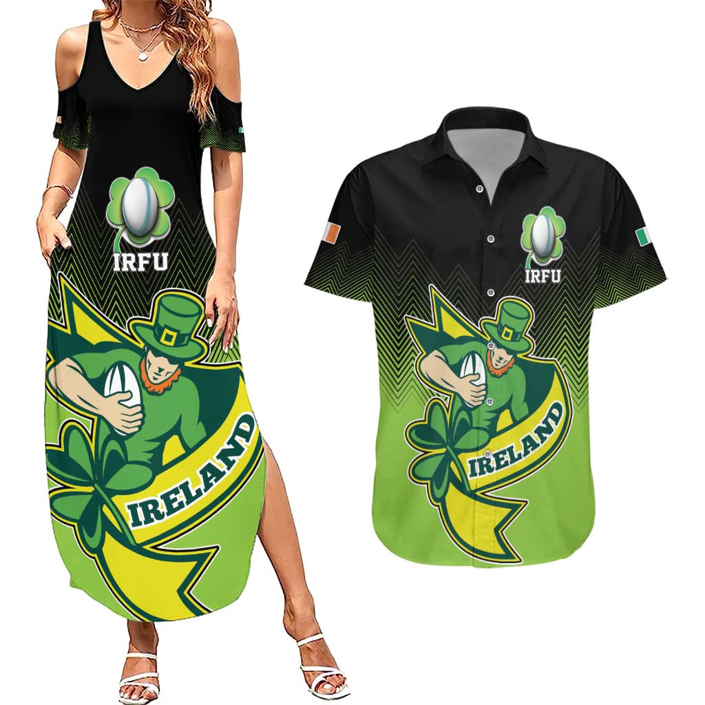 Custom Ireland Rugby Go Champions Couples Matching Summer Maxi Dress and Hawaiian Shirt Irish Shamrock