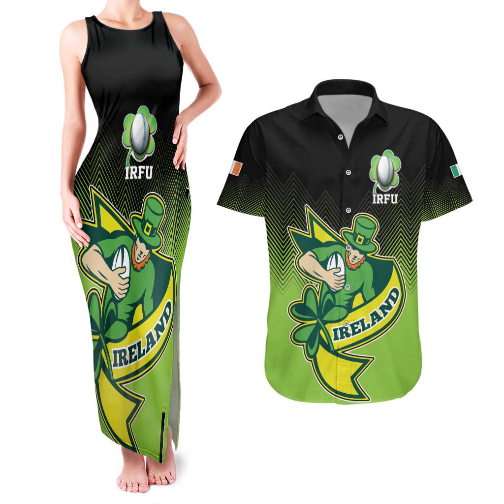 Custom Ireland Rugby Go Champions Couples Matching Tank Maxi Dress and Hawaiian Shirt Irish Shamrock