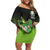 Custom Ireland Rugby Go Champions Family Matching Off Shoulder Short Dress and Hawaiian Shirt Irish Shamrock