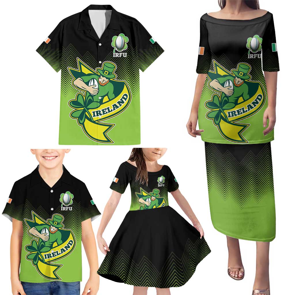 Custom Ireland Rugby Go Champions Family Matching Puletasi and Hawaiian Shirt Irish Shamrock