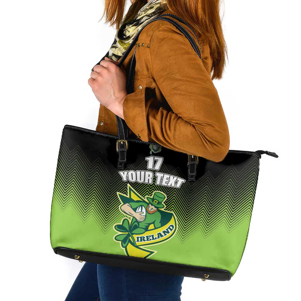 Custom Ireland Rugby Go Champions Leather Tote Bag Irish Shamrock