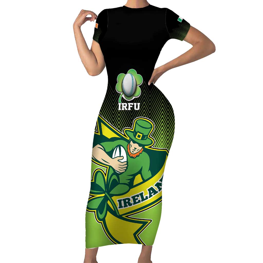 Custom Ireland Rugby Go Champions Short Sleeve Bodycon Dress Irish Shamrock