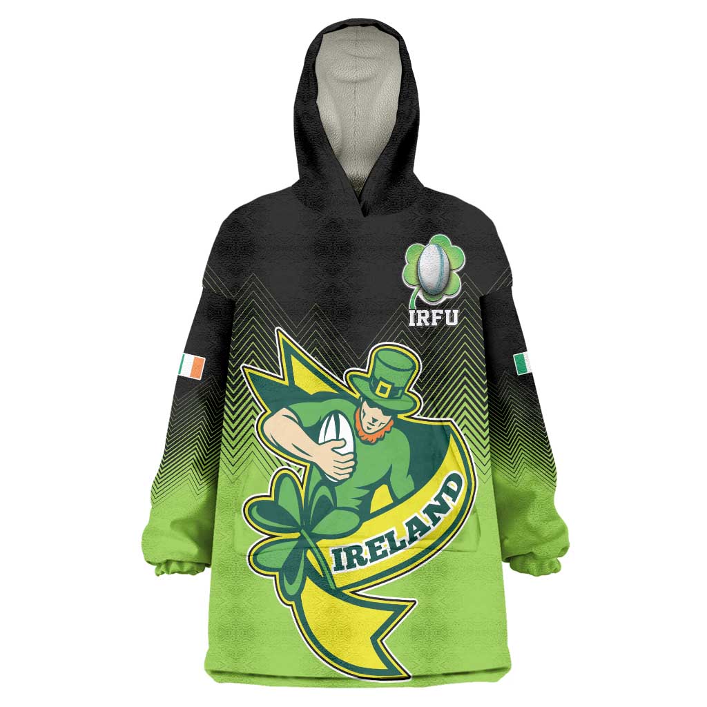 Custom Ireland Rugby Go Champions Wearable Blanket Hoodie Irish Shamrock