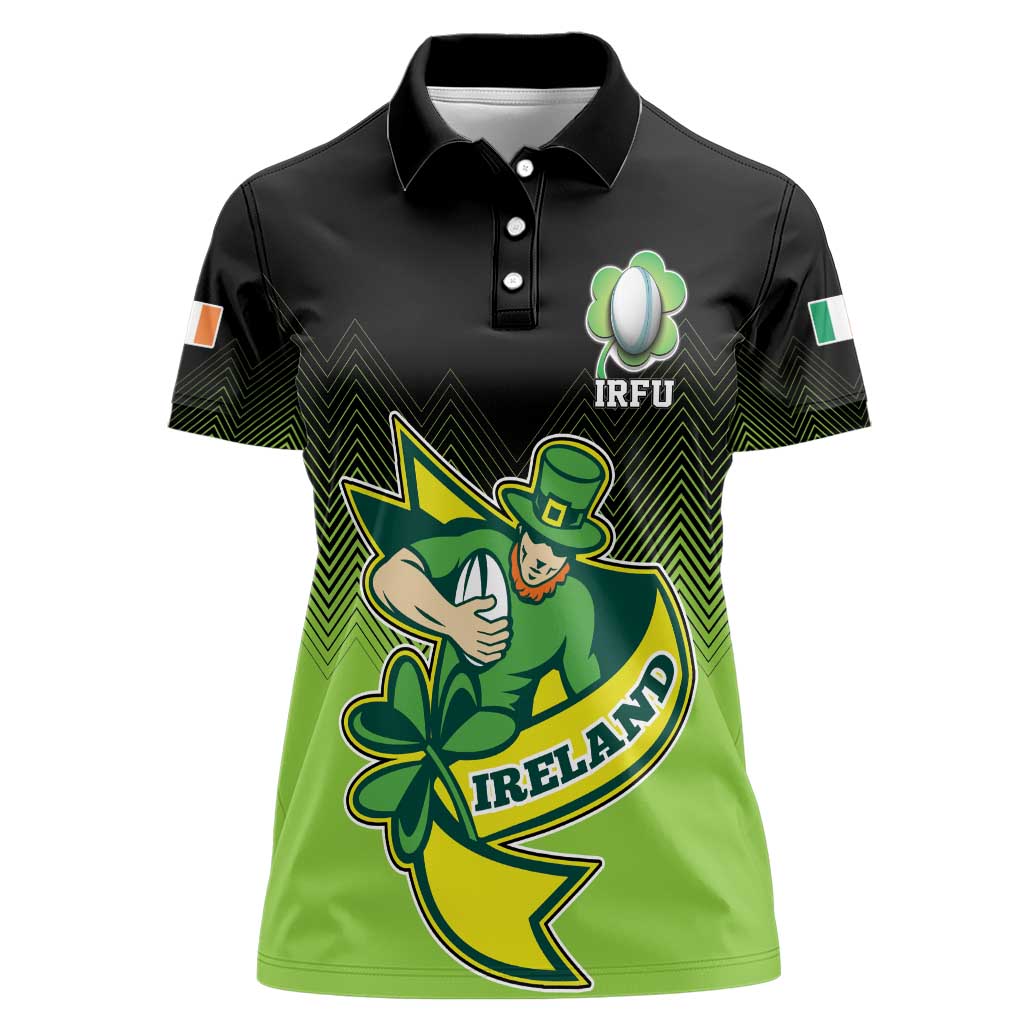 Custom Ireland Rugby Go Champions Women Polo Shirt Irish Shamrock