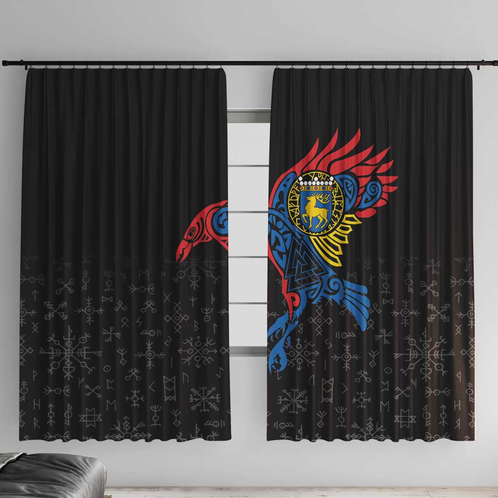 Aland Vikings Culture Window Curtain Norse Mythology Raven Tattoo