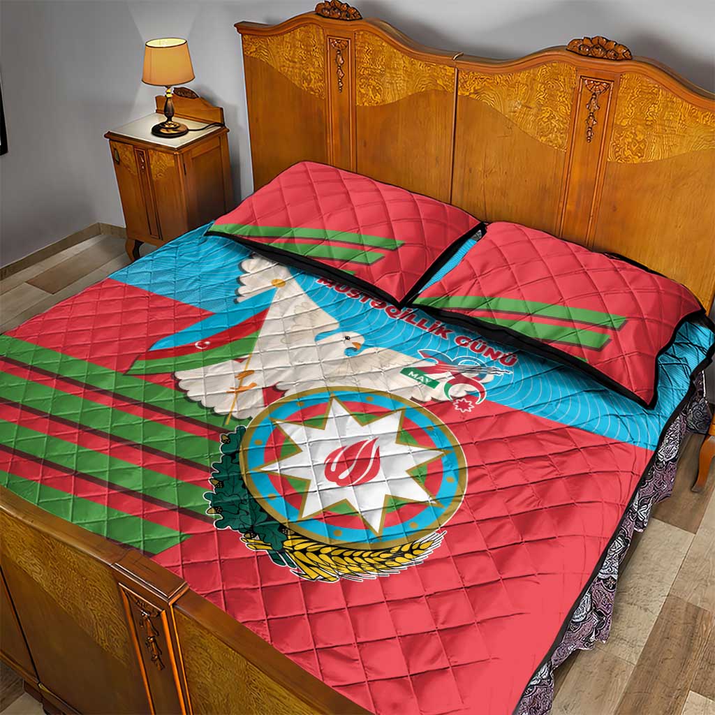 Azerbaijan Independence Day Quilt Bed Set Mustəqillik Gunu