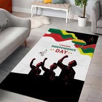 Area rug with white background, flag-colored Lithuania map, and Independence Day lettering
