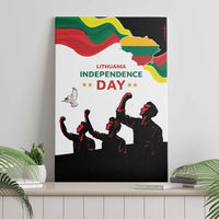 Lithuania Independence Day canvas wall art featuring flag, Independence Day text, and silhouettes