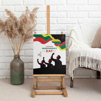 Lithuania Independence Day canvas wall art on easel with flag, dove, and crowd silhouettes
