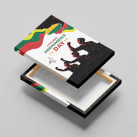 Lithuania Independence Day canvas wall art angled view with flag and seated figures