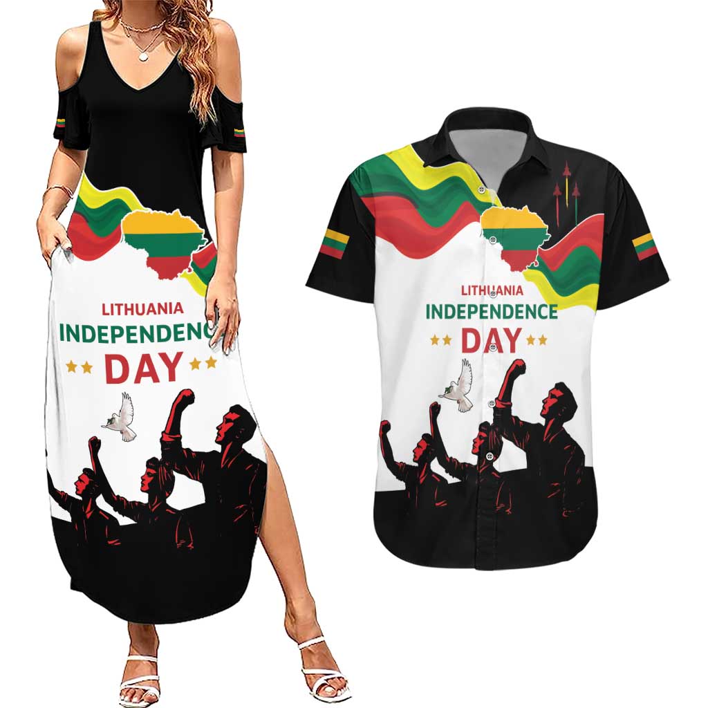 Lithuania Independence Day Couples Matching Summer Maxi Dress and Hawaiian Shirt 16th February