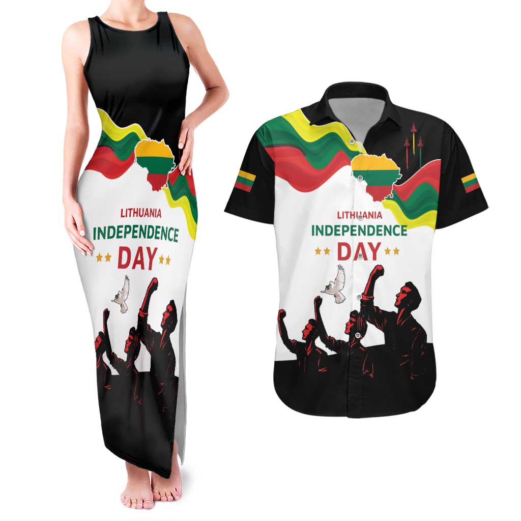 Lithuania Independence Day Couples Matching Tank Maxi Dress and Hawaiian Shirt 16th February