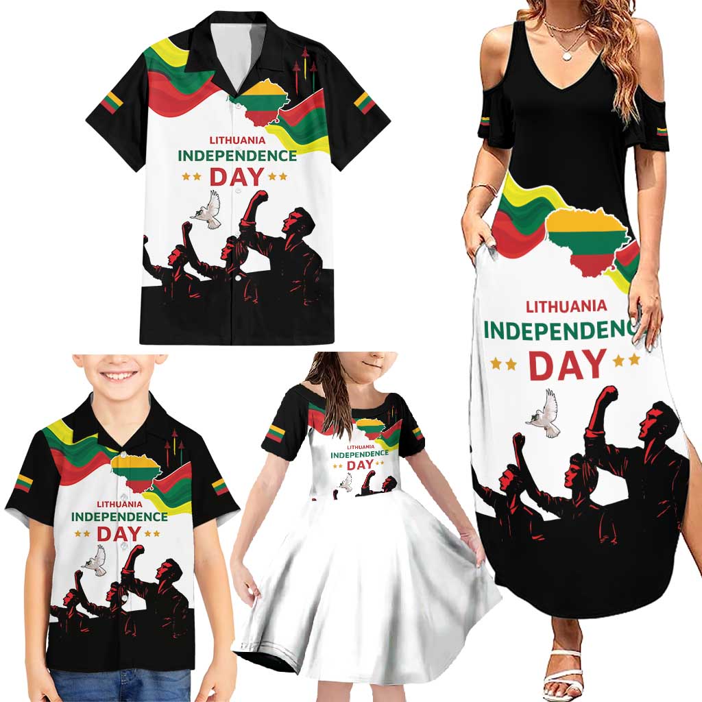 Lithuania Independence Day Family Matching Summer Maxi Dress and Hawaiian Shirt 16th February