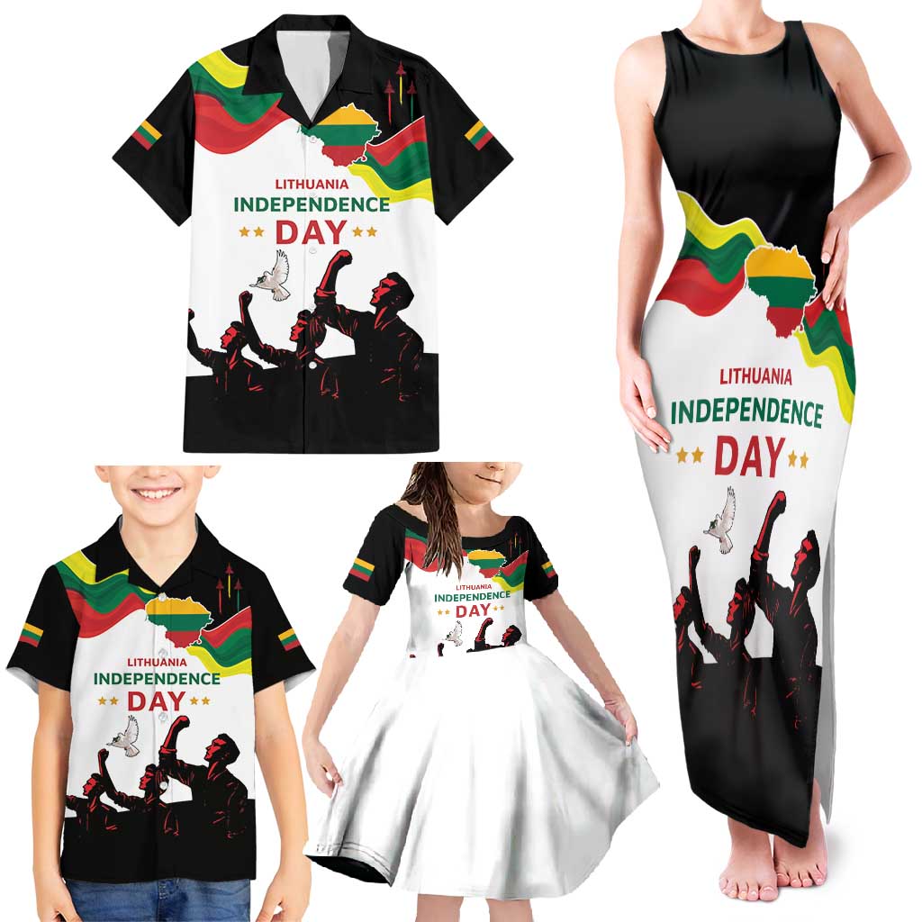 Lithuania Independence Day Family Matching Tank Maxi Dress and Hawaiian Shirt 16th February