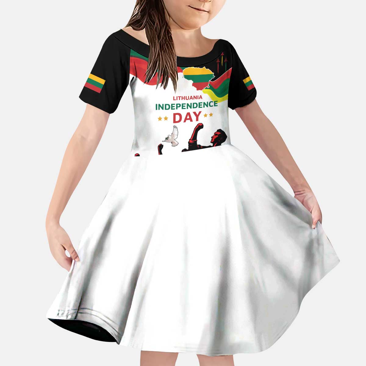 Lithuania Independence Day Kid Short Sleeve Dress 16th February