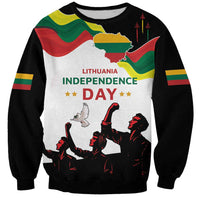 Unisex sweatshirt with Lithuanian flag and Independence Day graphic, dark sleeves