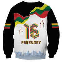 Unisex sweatshirt with February graphic and Lithuanian flag, dark sleeves