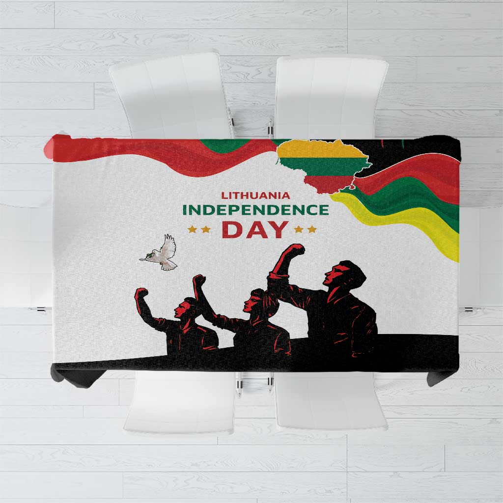 Independence Day tablecloth, black-and-white with Lithuania text and flag-colored accents