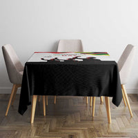 Independence Day tablecloth on table with two-tone black fabric and Lithuania design