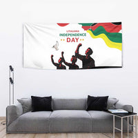 Lithuania Independence Day tapestry with flag waves, dove, crowd silhouettes, and “DAY” text