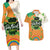 Ireland Irish Leprechaun with Shamrock Couples Matching Long Sleeve Bodycon Dress and Hawaiian Shirt Ireland 17th March Saint Patrick's Day