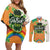 Ireland Irish Leprechaun with Shamrock Couples Matching Off Shoulder Short Dress and Long Sleeve Button Shirt Ireland 17th March Saint Patrick's Day