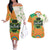 Ireland Irish Leprechaun with Shamrock Couples Matching Off The Shoulder Long Sleeve Dress and Hawaiian Shirt Ireland 17th March Saint Patrick's Day