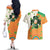 Ireland Irish Leprechaun with Shamrock Couples Matching Off The Shoulder Long Sleeve Dress and Hawaiian Shirt Ireland 17th March Saint Patrick's Day