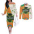 Ireland Irish Leprechaun with Shamrock Couples Matching Off The Shoulder Long Sleeve Dress and Long Sleeve Button Shirt Ireland 17th March Saint Patrick's Day