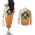 Ireland Irish Leprechaun with Shamrock Couples Matching Off The Shoulder Long Sleeve Dress and Long Sleeve Button Shirt Ireland 17th March Saint Patrick's Day