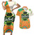 Ireland Irish Leprechaun with Shamrock Couples Matching Short Sleeve Bodycon Dress and Hawaiian Shirt Ireland 17th March Saint Patrick's Day