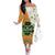 Ireland Irish Leprechaun with Shamrock Family Matching Off The Shoulder Long Sleeve Dress and Hawaiian Shirt Ireland 17th March Saint Patrick's Day