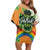 Ireland Irish Leprechaun with Shamrock Family Matching Off Shoulder Short Dress and Hawaiian Shirt Ireland 17th March Saint Patrick's Day