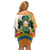 Ireland Irish Leprechaun with Shamrock Family Matching Off Shoulder Short Dress and Hawaiian Shirt Ireland 17th March Saint Patrick's Day