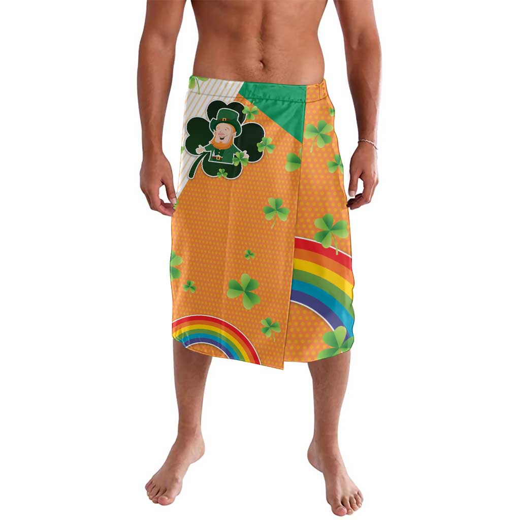 Orange leprechaun shamrock lavalava sarong skirt with rainbow band