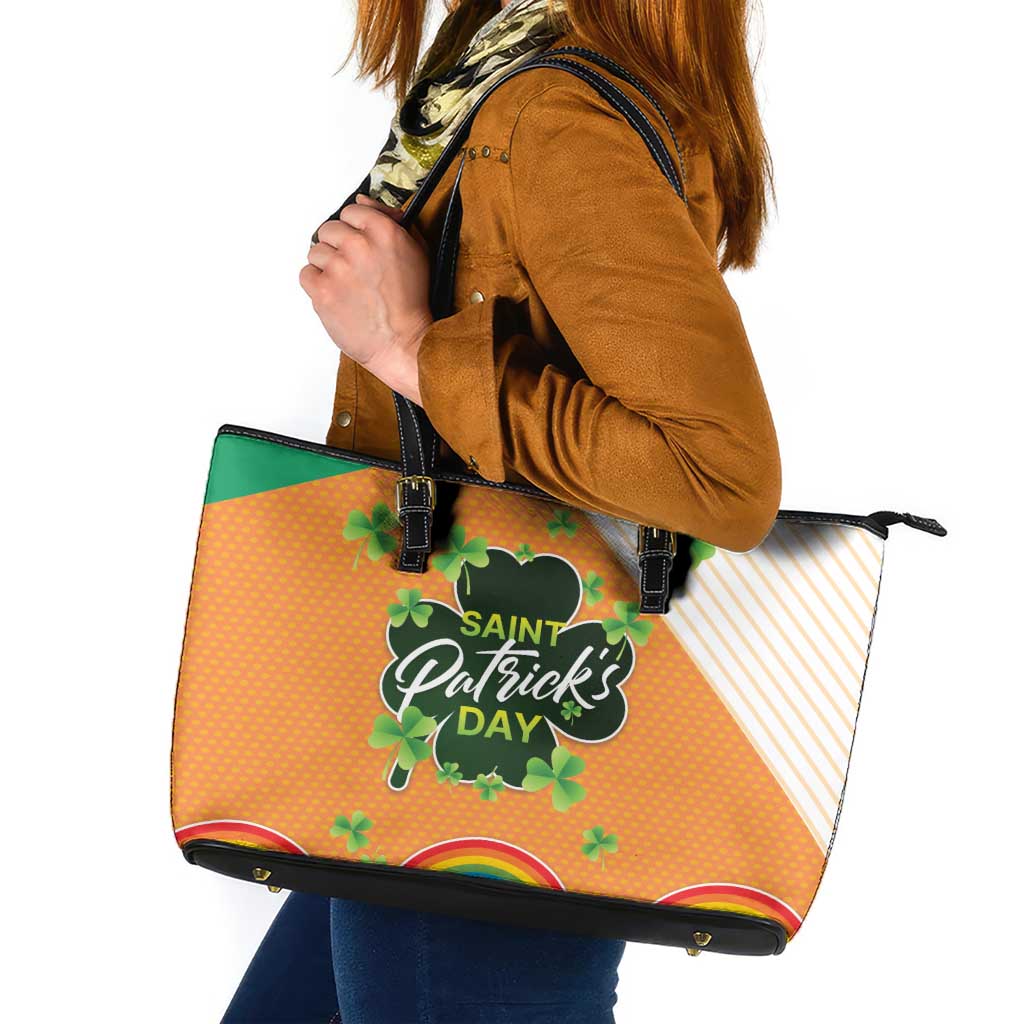 Ireland Irish Leprechaun with Shamrock Leather Tote Bag Ireland 17th March Saint Patrick's Day