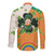 Ireland Irish Leprechaun with Shamrock Long Sleeve Button Shirt Ireland 17th March Saint Patrick's Day