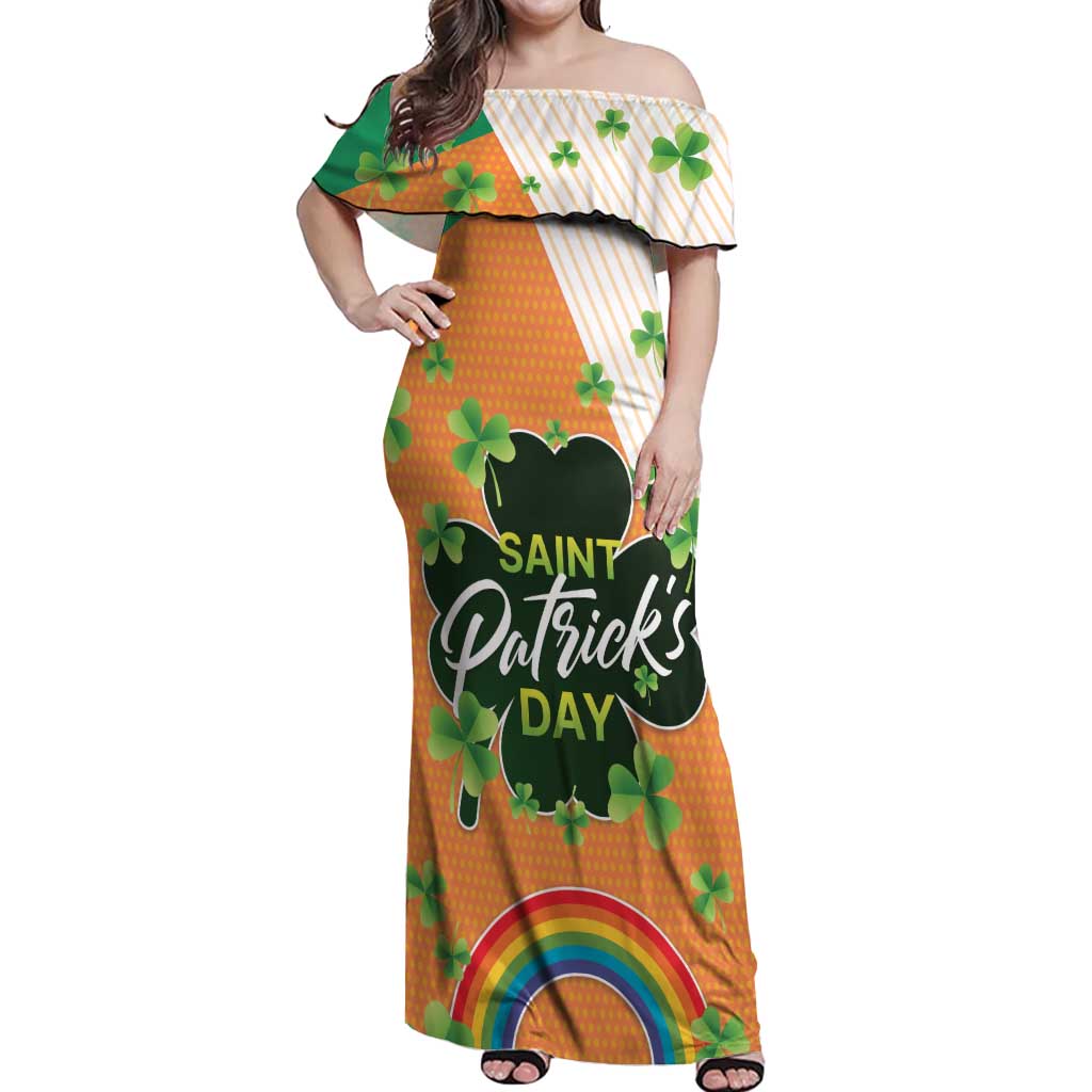 Ireland Irish Leprechaun with Shamrock Off Shoulder Maxi Dress Ireland 17th March Saint Patrick's Day