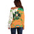 Ireland Irish Leprechaun with Shamrock Off Shoulder Sweater Ireland 17th March Saint Patrick's Day