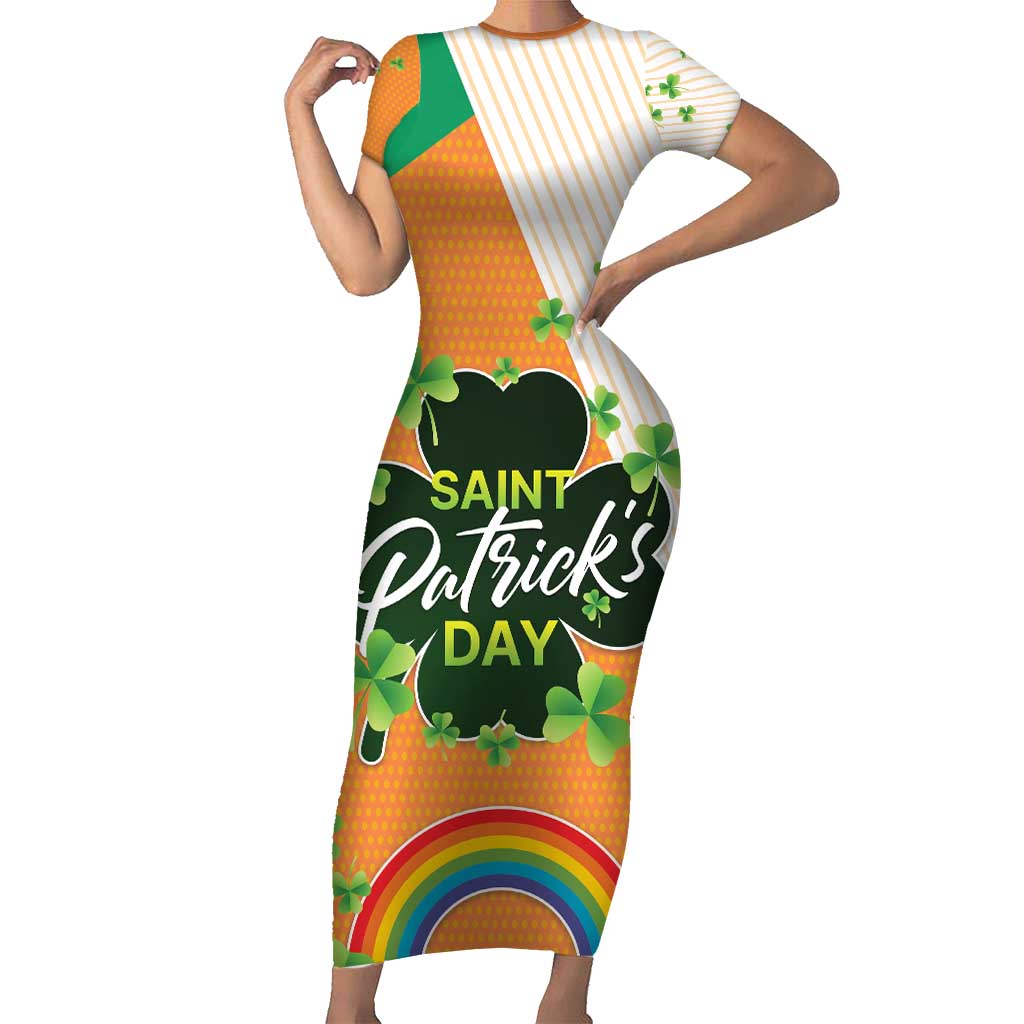 Ireland Irish Leprechaun with Shamrock Short Sleeve Bodycon Dress Ireland 17th March Saint Patrick's Day